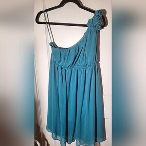 Merona Teal One-Shoulder Babydoll Formal Dress